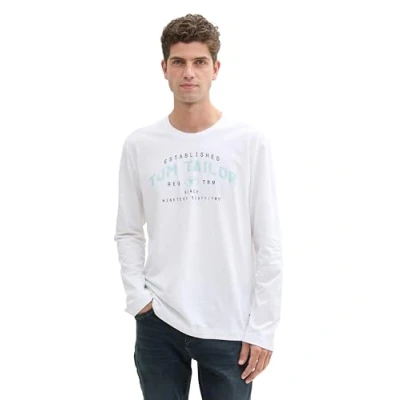 Abbildung von TOM TAILOR Herren 1039895 Longsleeve T Shirt, 20000 White, 56