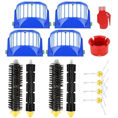 Abbildung von Isincer 14Pcs Ersatzteile für iRobot roomba 600 Serie 605 615 616 620 621 630 635 650 652 660 665 680 690 695 2*Hauptbürste 2*Gummiwalze 4*Filter 4*Seitenbürste 2*Reinigungswerkzeug