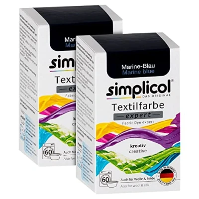 Abbildung von simplicol Textilfarbe expert Marine Blau 1708, 2er Pack: Farbe für kreatives, einfaches Färben in der Waschmaschine oder manuell, 150 g (2er Pack)