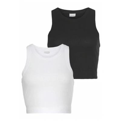 Abbildung von Lascana PACK OF 2 CROP Top, Damen, Größe: 36/38, Weiß