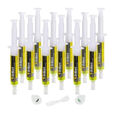 Abbildung von ERRECOM Brilliant 12 x 7,5 ml, UV Fluoreszenz Tracer zum Aufspüren von Kältemittellecks in Autoklimaanlagen, inklusive 1/4 SAE und 5/16 Adapter (für R410a, R32)
