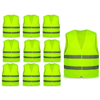Abbildung von Hitopin Warnweste, 10PCS Sicherheitswesten, gelb Sicherheitsweste, Auto Reflektorweste, Reflektierenden Streifen Weste, Neon Reflektierend für Fahrern, Arbeitskräften, Erwachsene
