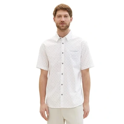 Abbildung von TOM Tailor Kurzarm MIT Print Hemd, Herren, Größe: Large, White stripe design