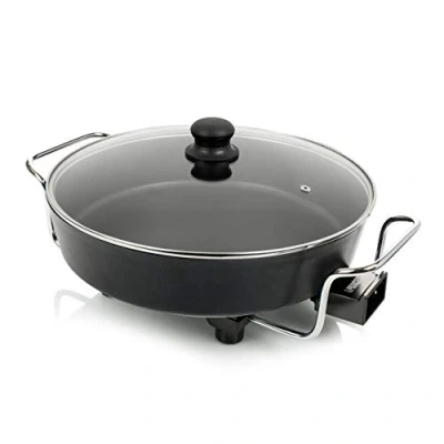 Abbildung von Princess Multi Wonder Chef Elektropfanne 35cm Ø Bratfläche, 5,4 Liter Fassungsvermögen, 1800 Watt, regelbare Heizstufe, inkl. 2 Holzspatel, 0,9 m Kabelzuleitung, 162367, schwarz, 01.162367.01.500