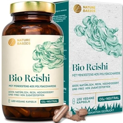 Abbildung von Bio Reishi 120 Kapseln hochdosiert / 1500 mg hochwertiges Extrakt mit 600 Polysacchariden pro Tagesdosis Vegan, Zertifiziert &amp; Nachhaltig im Glas