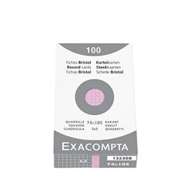 Abbildung von Exacompta 13230B Packung (mit 100 Karteikarten, DIN A7, 74 x 105 mm, kariert, ideal für die Schule) 1er Pack rosa