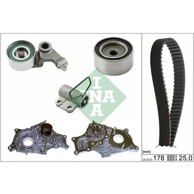 Abbildung von INA 530 0543 31 Wasserpumpe + Zahnriemensatz mit TOYOTA: Corolla Verso, IX Hatchback, Avensis II Saloon