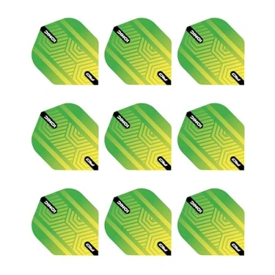 Abbildung von RED DRAGON Hardcore Ionic Green and Yellow Dart Flights Standard 3 Sets pro Packung (9 Wellen in total)