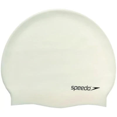 Abbildung von Speedo Unisex Erwachsene Flat Silicon Cap White Schwimmkappe, Weiß, Einheitsgröße