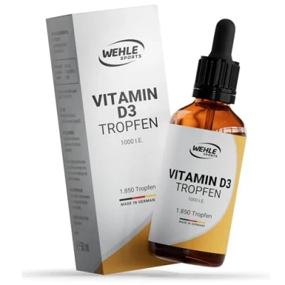 Abbildung von Vitamin D3 Tropfen hochdosiert 1000 IE D Depot je 50ml (1850 Tropfen) in MCT Öl aus Kokos gelöst Laborgeprüft. Ohne Zusätze. Hergestellt DE