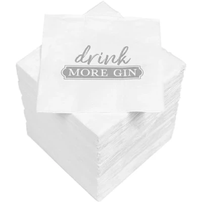 Abbildung von 150 Cocktail Servietten, 3 lagig, 25x25cm, Drink more Gin