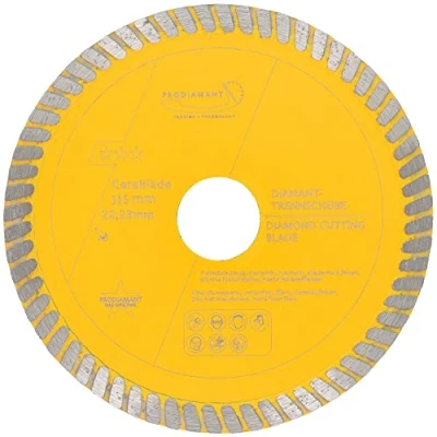 Abbildung von PRODIAMANT Diamanttrennscheibe 115mm x 22,23 Cerablade Ceramic für Fliesen, Feinsteinzeug, harte Bodenfliesen, glasierte Klinker, Keramik und Natursteinfliesen