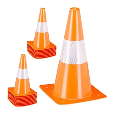 Abbildung von Relaxdays Unisex Jugend Pylonen 18er Set, Fußball, Hundetraining, Markierungskegel 30 cm, reflektierende Verkehrshütchen, orange