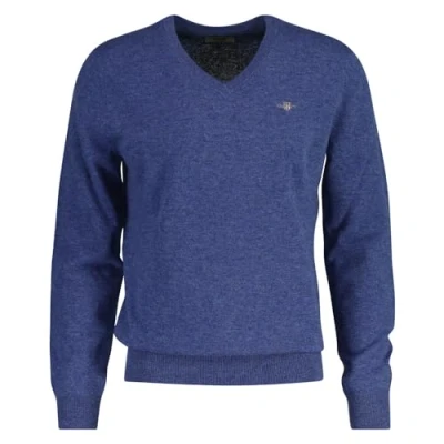 Abbildung von GANT Herren Extrafine Lambswool V Neck Pullover, Stone Blue Melange, Large