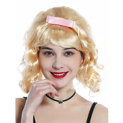 Abbildung von WIG ME UP 91734 ZA02 Perücke Damen Halloween Karneval 50er Rockabilly Locken Hellblond Schlaufe Beehive