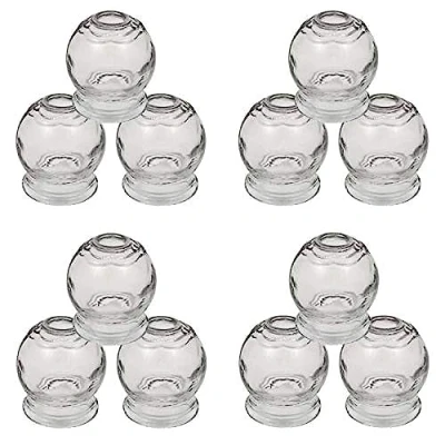 Abbildung von 12er SET Schröpfgläser ø 5,5 cm Höhe 6,4 Schröpfen aus Glas (Feuerschröpfen) Vakuum Massage/Glass Cupping Dia cm/Банки медицинские