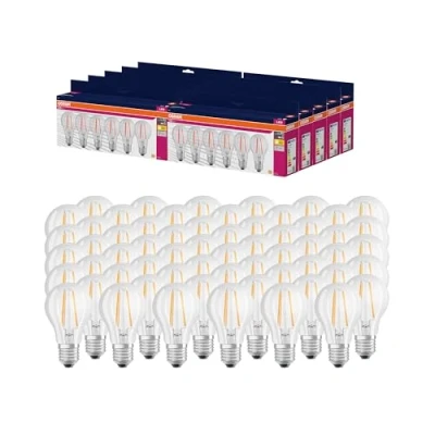 Abbildung von OSRAM LED Star VALUE A60, Vorteilspack mit 60 Leuchtmittel, ersetzt herkömmliche 60W Glühbirnen, warmweiß (2700K), 6.5W, E27 Sockel, mattes Glas, nicht dimmbar