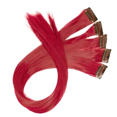 Abbildung von CAISHA 55cm Bunte Strähne Strähnchen 1 Clip in Extension Haarverlängerung Glatt Langhaar Haarteil Hitzebeständig Rot BST139