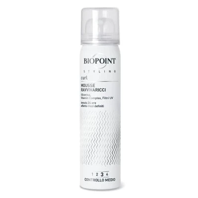Abbildung von Biopoint Styling Mousse Haarglätter, definiert und formt lockiges Haar, mit UV Sonnenfilter, Reiseformat 75 ml