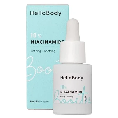 Abbildung von HelloBody 10% Niacinamide Booster (15 ml) Serum Gesicht verfeinerndes und ausgleichendes Gesichtsserum die Anti Stress Gesichtspflege für deine Haut