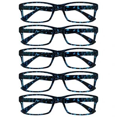 Abbildung von Die Lesebrille Unternehmen Blau Schildpatt Wert 5er Pack Herren Frauen Designer Stil Leser RRRRR92 3 +2,50