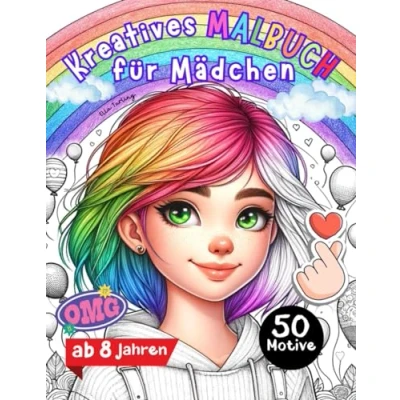 Abbildung von Kreatives Malbuch für Mädchen ab 8 Jahren: Perfekte Geschenk &amp; Teenager: 50 grosse Motive (Pferde, Muster, Regenbogen, Tiere) zum Ausmalen Entspannen Malen Jahren
