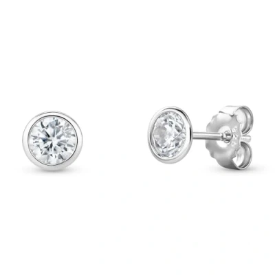 Abbildung von MIORE Schmuck, Ohrringe silber 925, ohrstecker Damen, Damenohrringe mit Solitär Zirkonia in Zargenfassung, Ohrschmuck