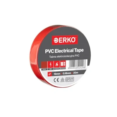 Abbildung von ERKO Isolierband PVC Rot 19mm x 20m Elektrische Leitungen Reparatur, Hochflexibel mit starker Klebekraft, Chemiebeständig, Polyvinyl Chlorid, Klebeband Universal
