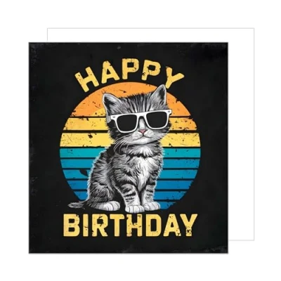 Abbildung von Edition Seidel Premium quadratische Geburtstagskarte mit Umschlag. Glückwunschkarte Happy Birthday Billet Tier Karte für Frau Mann coole Katze Kitten lustig Humor (GQ300 SW024)