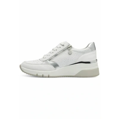 Abbildung von s.Oliver Damen Wedge Sneaker zum Schnüren mit Reißverschluss, Weiß (White/Silver), 40 EU