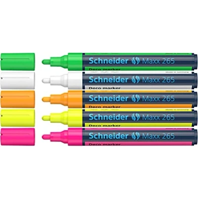 Abbildung von Schneider Maxx 265 Kreidestift (2 3 mm Strichstärke, feucht abwischbar, wasserbasiert, geruchsneutral) 5 Stück sortiert