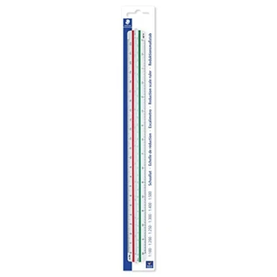 Abbildung von STAEDTLER 561 98 4BK Reduktionsmaßstab Vermessung 30 cm, 6 Skalen, farbige hohlkehlen
