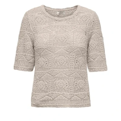 Abbildung von ONLY Damen Kurzarm Strickullover ONLBeach Sommerpulli mit Lochmuster 15324403 Pumice Stone S