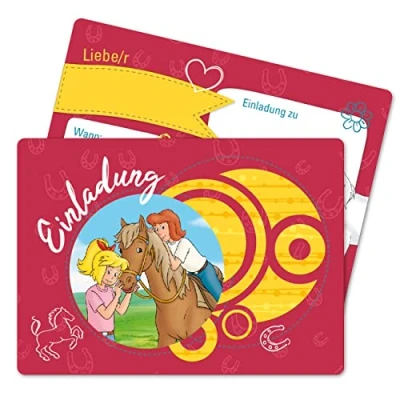 Abbildung von Papierdrachen 12 Einladungskarten zum Kindergeburtstag Bibi und Tina Geburtstagseinladungen für deine Geburtstagsparty (DIN A6) Jungen Mädchen bis 10 Jahre