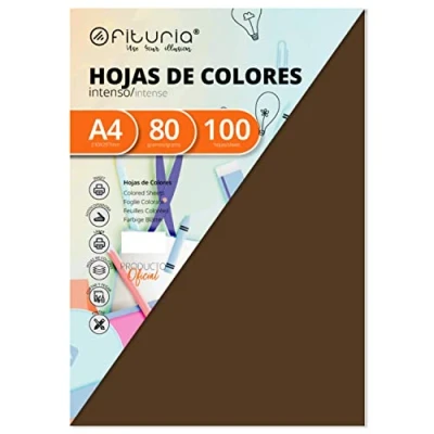 Abbildung von OFITURIA FAB 17107 Pack 100 Hojas Color Marron Tamaño A4 80g