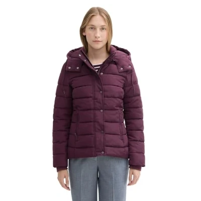 Abbildung von TOM TAILOR Damen Steppjacke mit Abnehmbarer Kapuze, 35796 BlackBerry, S