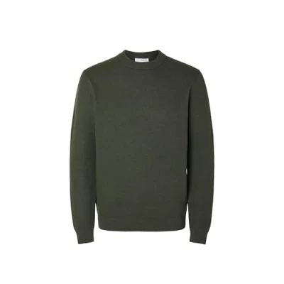 Abbildung von Selected Homme Slhdane Structure CREW NECK Strickpullover, Herren, Größe: Medium, Forest night