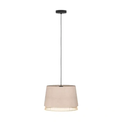 Abbildung von EGLO Hängelampe Tabley, 1 flammige Pendelleuchte über Esstisch, natürliche Esszimmerlampe aus Bambus und Leinen, Textil Hängeleuchte mit E27 Fassung, Ø 38 cm