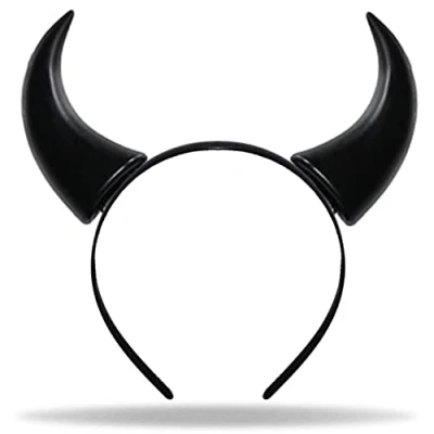 Abbildung von Hatstar Teufelshörner Haarreif schwarz Vampir Teufelsohren Devil Ears für Kostüm Party Kopfschmuck Damen, Herren &amp; Kinder Haarschmuck zu Halloween, Fasching Karneval