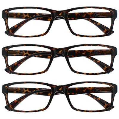 Abbildung von Die Lesebrille Unternehmen Braune Schildpatt Leser Wert 3er Pack Herren Frauen UVR3092BR +3,00