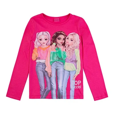 Abbildung von TOP Model Mädchen Langarmshirt mit June, Nyela &amp; Candy 75062 pink, Größe 164, 14 Jahre