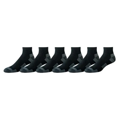 Abbildung von Amazon Essentials Herren Bequeme Sport Knöchelsocken Aus Gepolsterter, Atmungsaktiver Funktionsbaumwolle, 6 Paar, Schwarz, 38.5 46