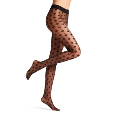 Abbildung von FALKE Damen Hedonism 15 DEN W TI weiches Material Gemustert 1 Stück Strumpfhose, Schwarz (Black 3009), M L