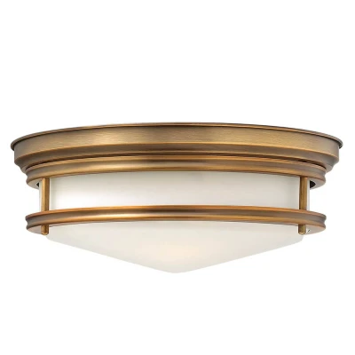 Abbildung von Hinkley HK Hadley F BR Deckenleuchte 3xE27 40W Weichstahl Bronze gebürstet, Opalglas H:14cm Ø35.6cm dimmbar