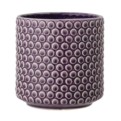 Abbildung von Nordring Retro Übertopf Vintage Pflanztopf für Zimmerplanzen Blumentopf Dotty L (15,5 cm ø), Purpur, Keramik