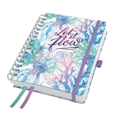 Abbildung von SIGEL J5604 Spiral Kalender Jolie 2025, Underwater Miracles, ca. A5, Hardcover, Gummiband, Stiftschlaufe, Einstecktasche, 2 Zeichenbänder, 240 Seiten, vegan, aus nachhaltigem Papier, Terminplaner