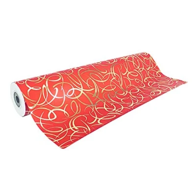 Abbildung von Clairefontaine 211894C Geschenkpapier Premium (50x0,70m, 80g/qm mit PP Film) 1 Rolle Arabesque Rot/Gold
