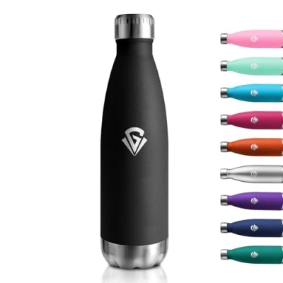 Abbildung von Isolierflasche 500ml, Trinkflasche Kohlensäure Geeignet, Thermosflasche Auslaufsicher, Edelstahl BPA Frei, Wasserflasche für Schule, Fitness, Gym, Erwachsene, Büro, Sprudel, Camping