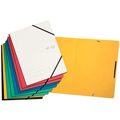 Abbildung von VON Leitz 10er Pack Eckspanner A4, Karton, Für 150 Blatt, Mappe Mit Gummizug, modernem Aufdruck, Schule &amp; Zuhause, Mehrfarbig, 30112099