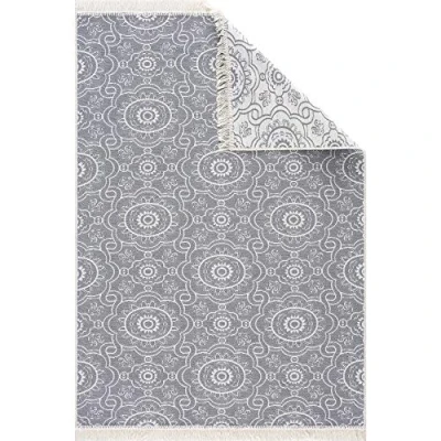 Abbildung von Fashion4Home Teppich Läufer Tepiche für Wohnzimmer, Schlafzimmer, Küche, Kinderzimmer, Badezimmer Boho Kelim Teppiche Flur Hellgrau Creme, Größe: 80x150 cm